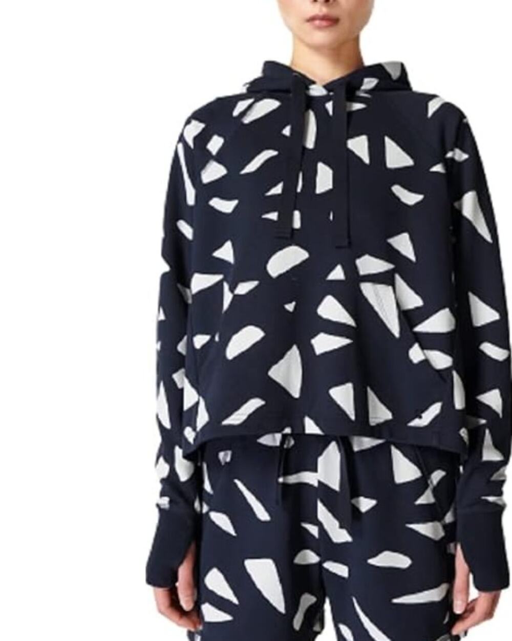 Sweaty Betty London Revive Hoodie Navy Blue Vintage Seed Print Women's 8 MED